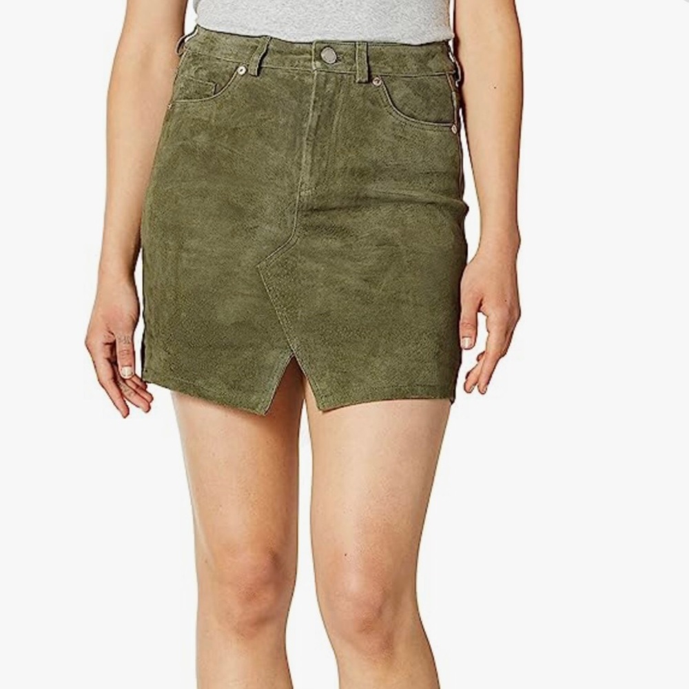 Blank NYC Alpine Green Suede A-Line Mini Skirt 12/31 NWT